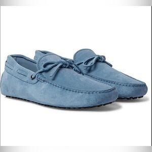 TOD’S Gommino Light Blue Suede Drivers Loafers Men Shoes